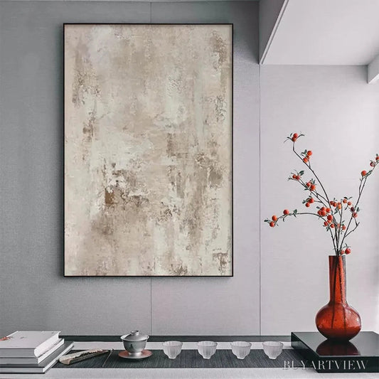 BUYARTVIEW Textured Beige Abstract – Minimalist Textured Painting - image 2