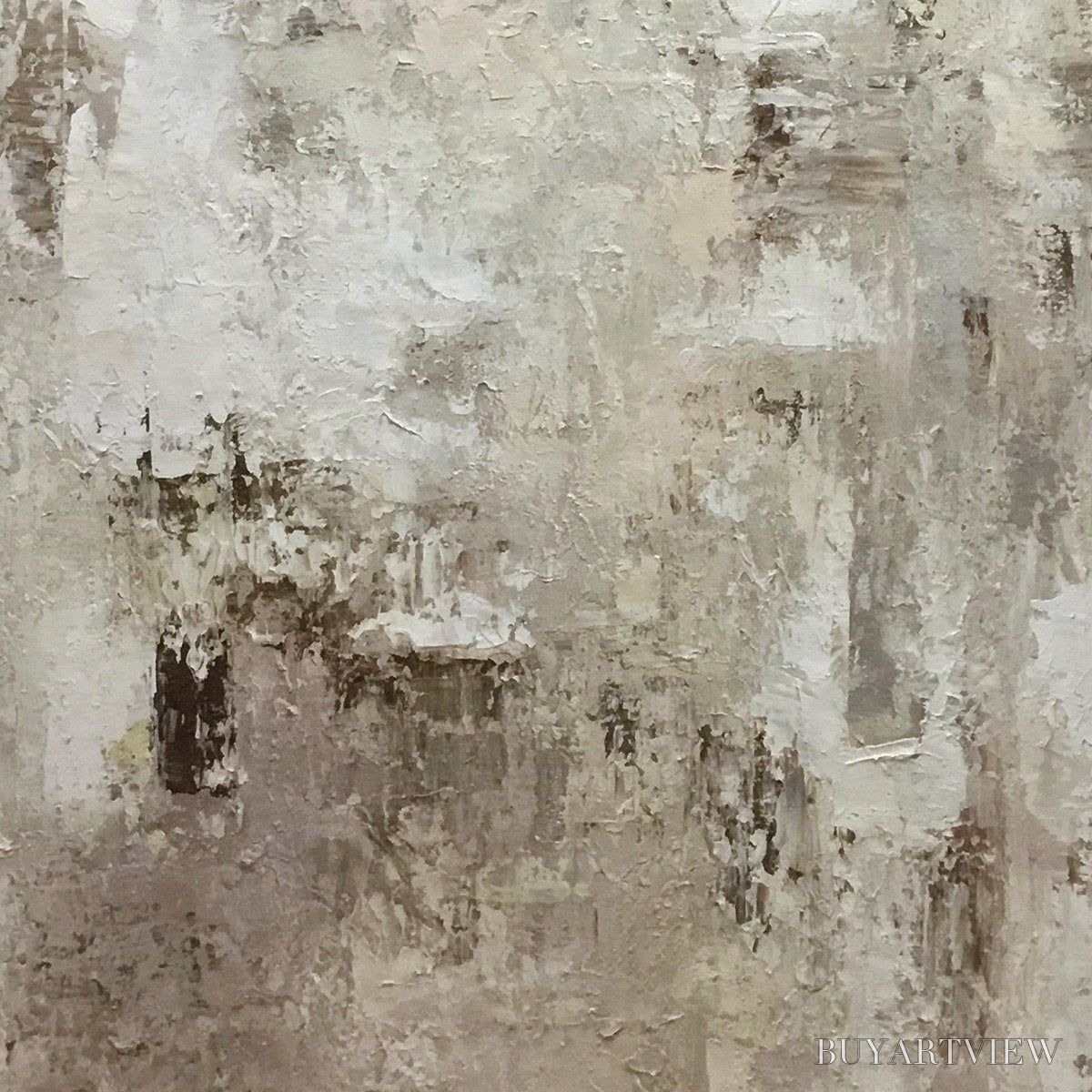 BUYARTVIEW Textured Beige Abstract – Minimalist Textured Painting - image 3