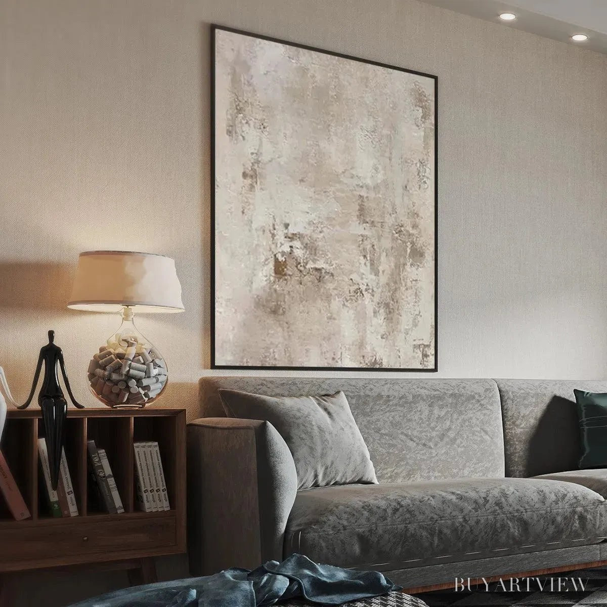 BUYARTVIEW Textured Beige Abstract – Minimalist Textured Painting - image 4