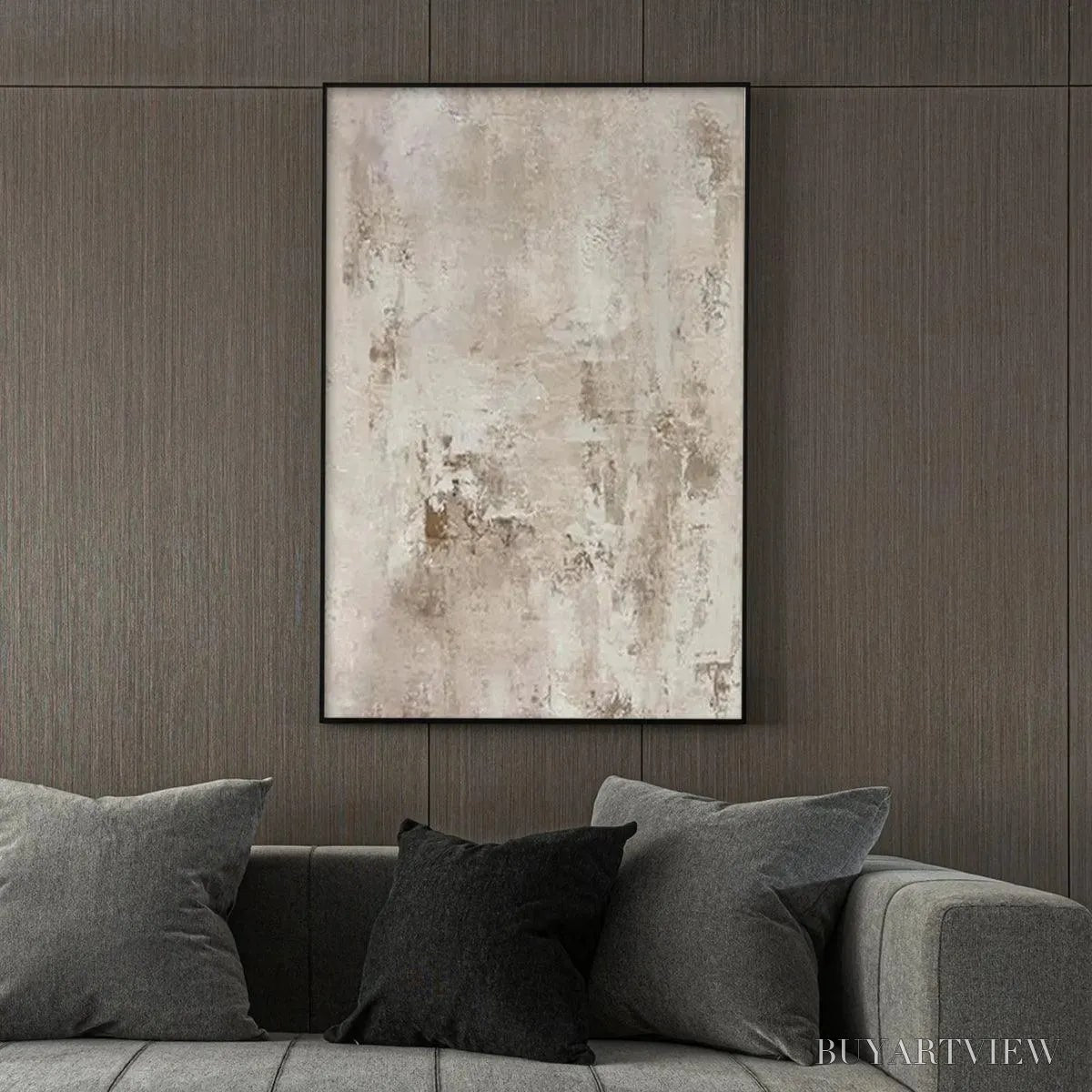 BUYARTVIEW Textured Beige Abstract – Minimalist Textured Painting - image 5