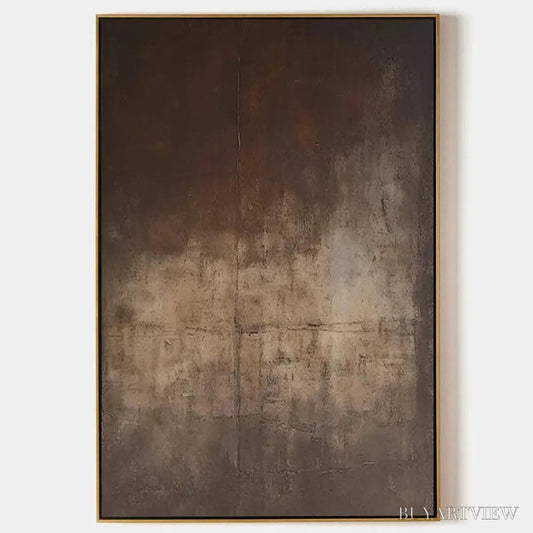 BUYARTVIEW Dark Brown Textured Abstract – Minimalist Textured Painting - image 1