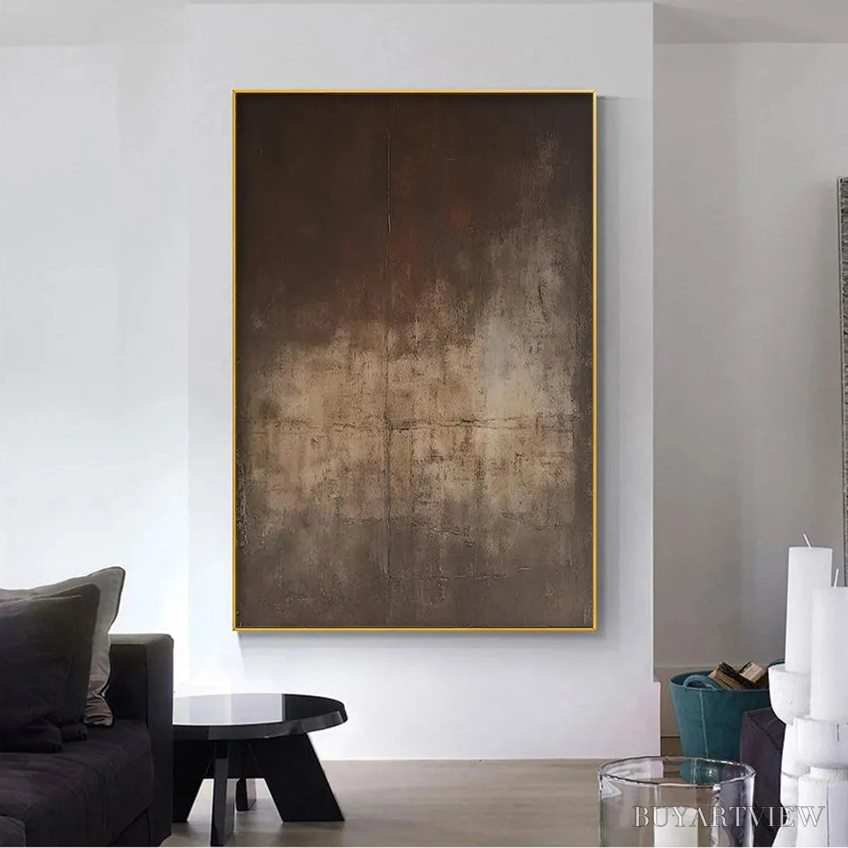 BUYARTVIEW Dark Brown Textured Abstract – Minimalist Textured Painting - image 5