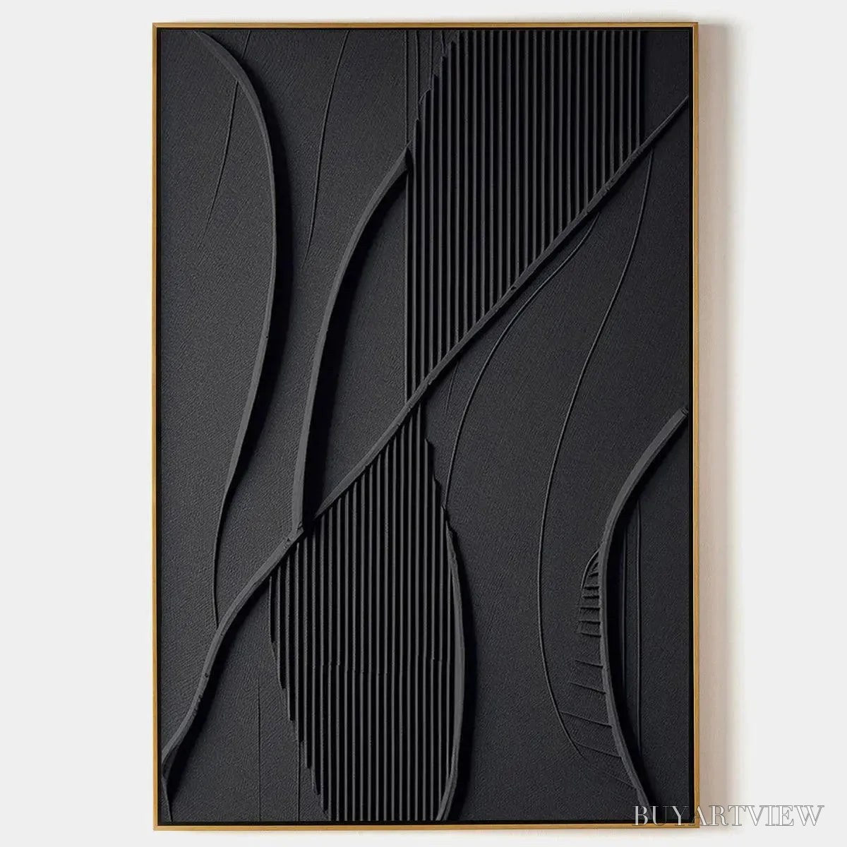 BUYARTVIEW Black Textured Abstract – Minimalist Textured Painting - image 1