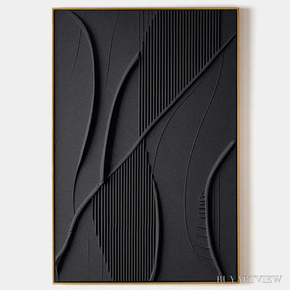 BUYARTVIEW Black Textured Abstract – Minimalist Textured Painting - image 1