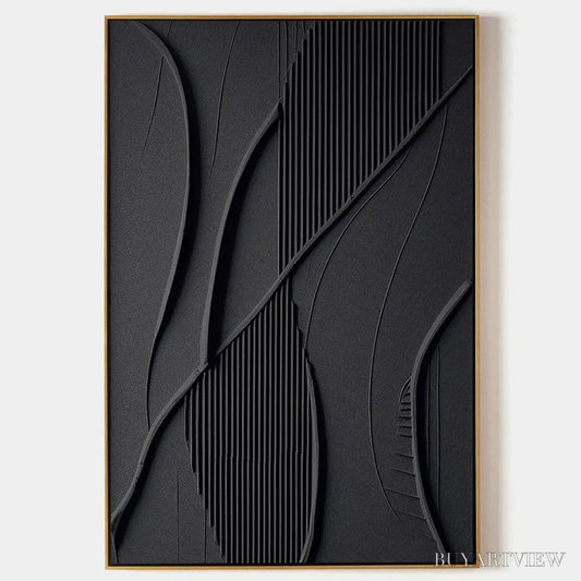BUYARTVIEW Black Textured Abstract – Minimalist Textured Painting - image 1