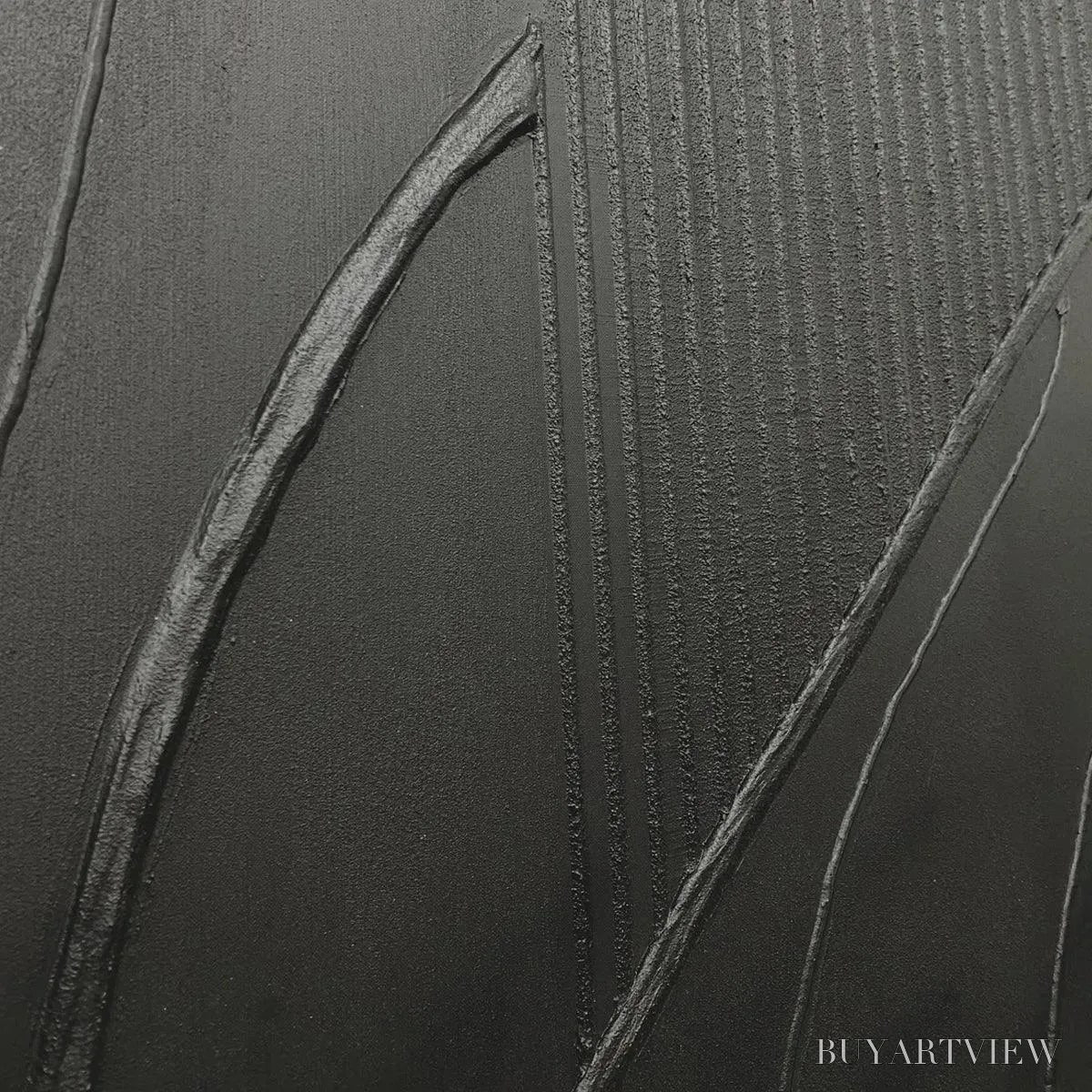 BUYARTVIEW Black Textured Abstract – Minimalist Textured Painting - image 3