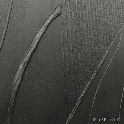BUYARTVIEW Black Textured Abstract – Minimalist Textured Painting - image 3