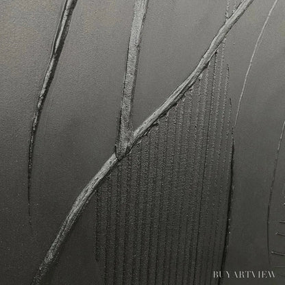 BUYARTVIEW Black Textured Abstract – Minimalist Textured Painting - image 4