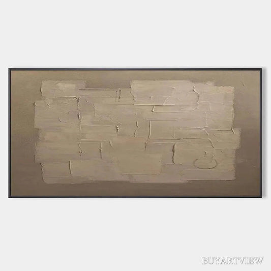 BUYARTVIEW Textured Taupe Abstract – Minimalist Textured Painting - image 1