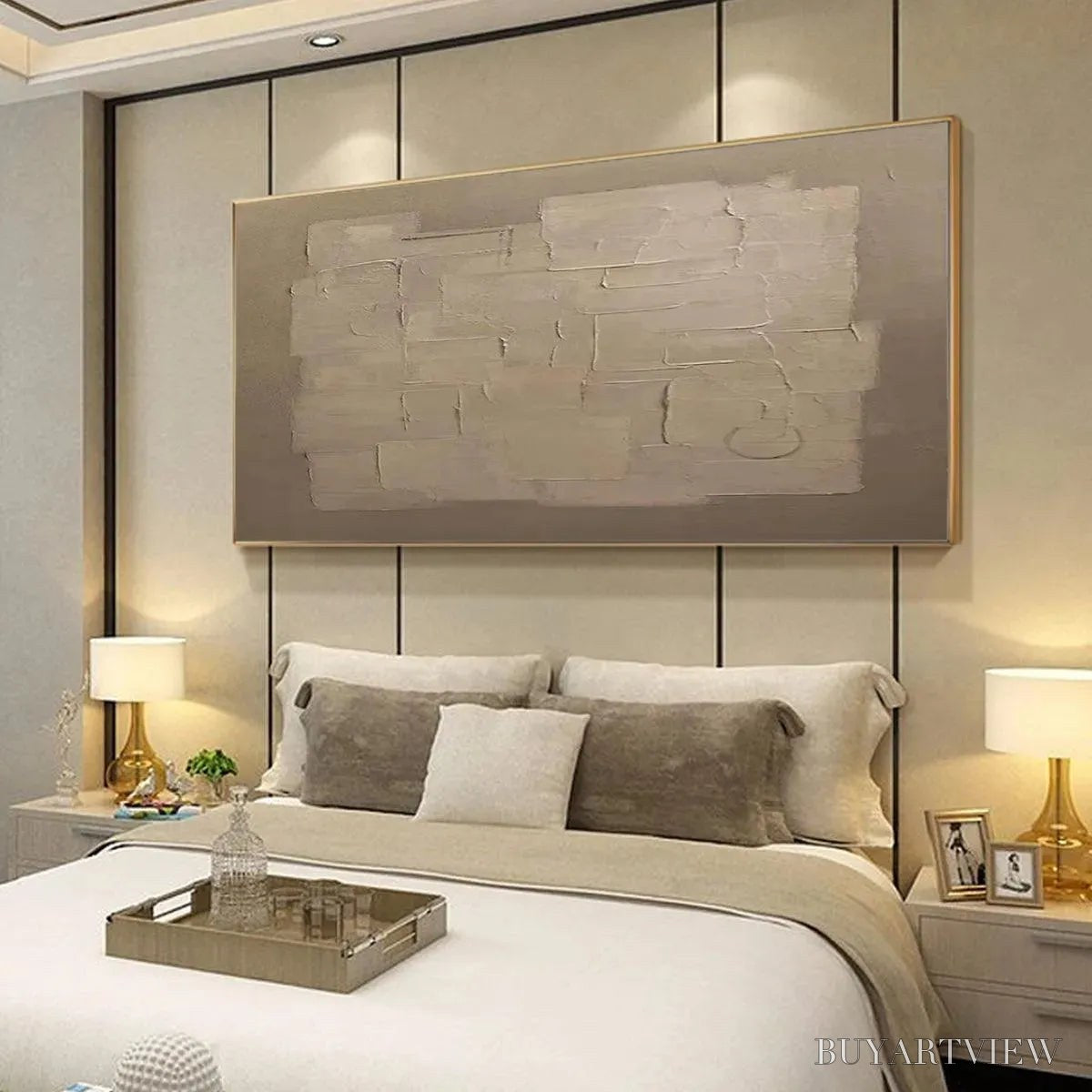 BUYARTVIEW Textured Taupe Abstract – Minimalist Textured Painting - image 4