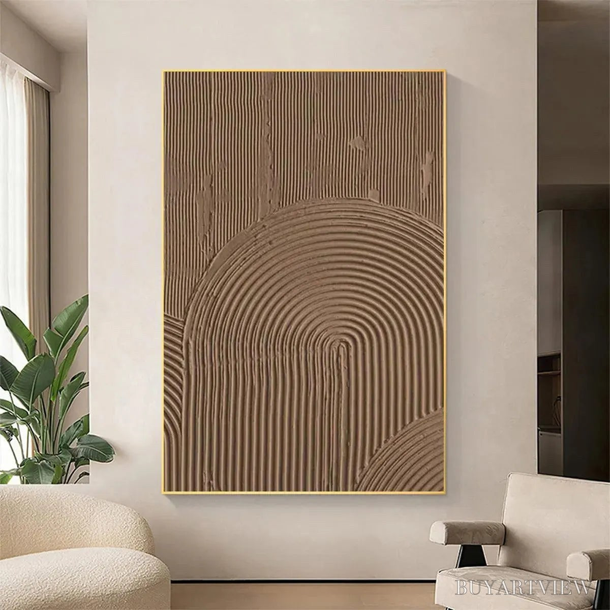 BUYARTVIEW Brown Textured Arch – Textured Abstract Painting in Brown - image 2