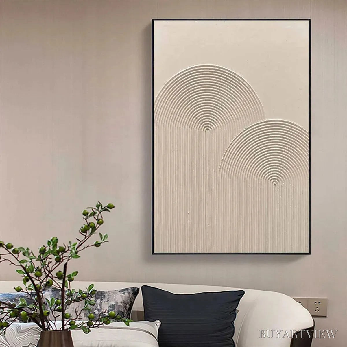 BUYARTVIEW Textured Rainbow – Minimalist Textured Painting in Beige - image 5