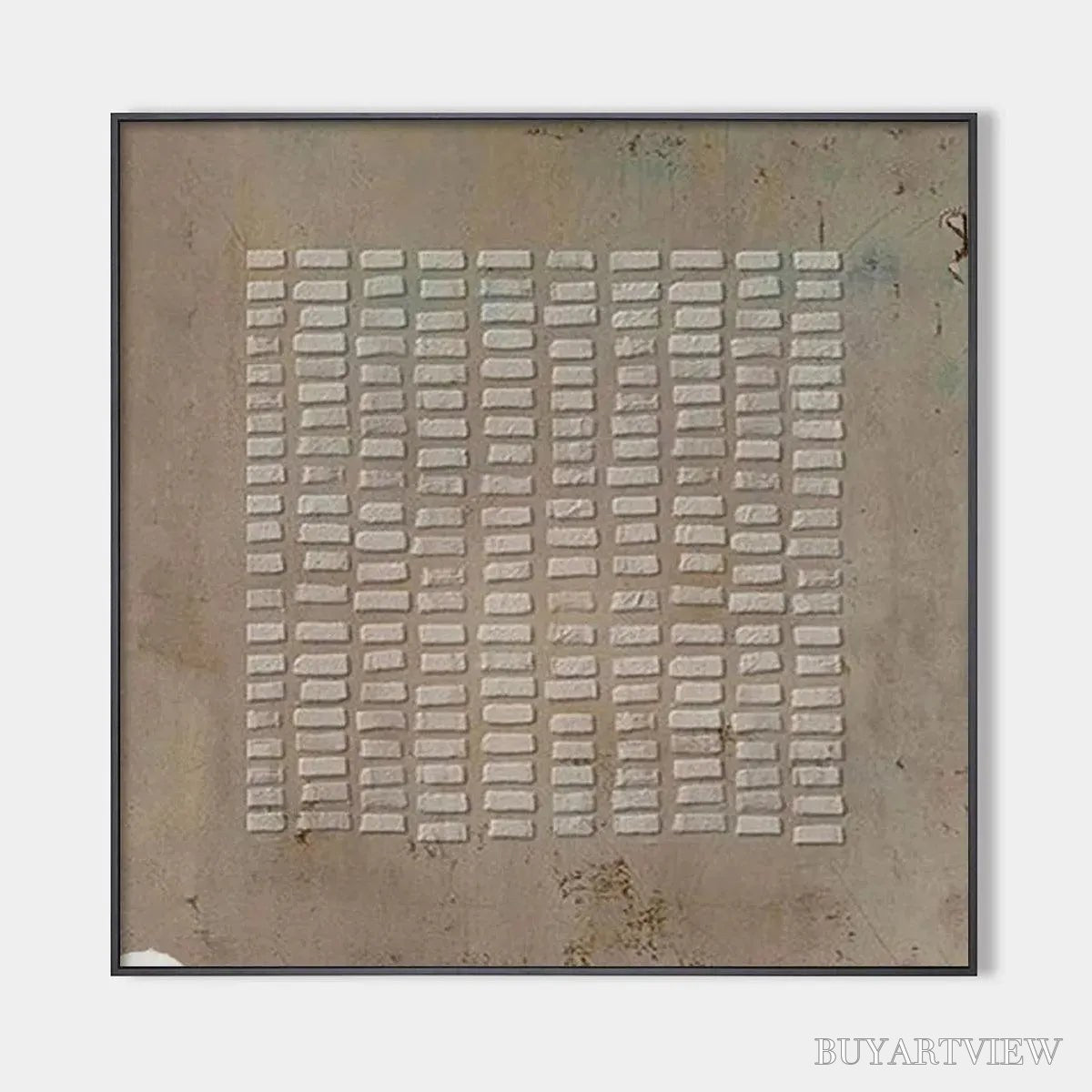 BUYARTVIEW Textured Beige Grid – Minimalist Textured Painting - image 1