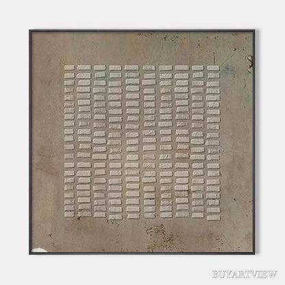 BUYARTVIEW Textured Beige Grid – Minimalist Textured Painting - image 1