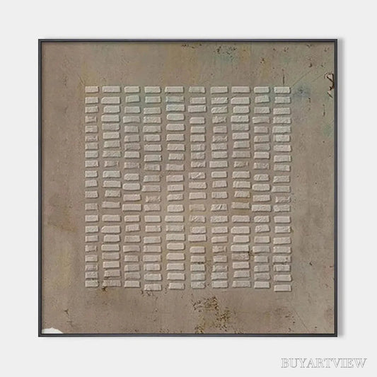 BUYARTVIEW Textured Beige Grid – Minimalist Textured Painting - image 1