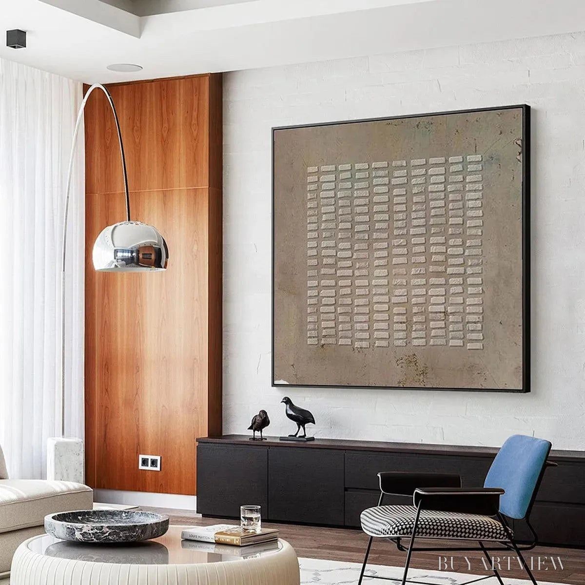 BUYARTVIEW Textured Beige Grid – Minimalist Textured Painting - image 4