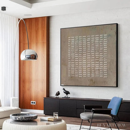 BUYARTVIEW Textured Beige Grid – Minimalist Textured Painting - image 4