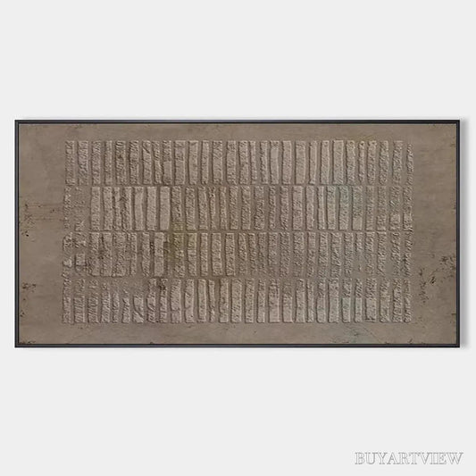 BUYARTVIEW Textured Rectangle Array – Minimalist Textured Painting in Brown - image 1