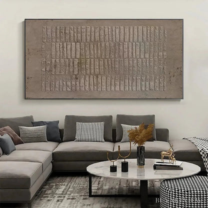 BUYARTVIEW Textured Rectangle Array – Minimalist Textured Painting in Brown - image 2