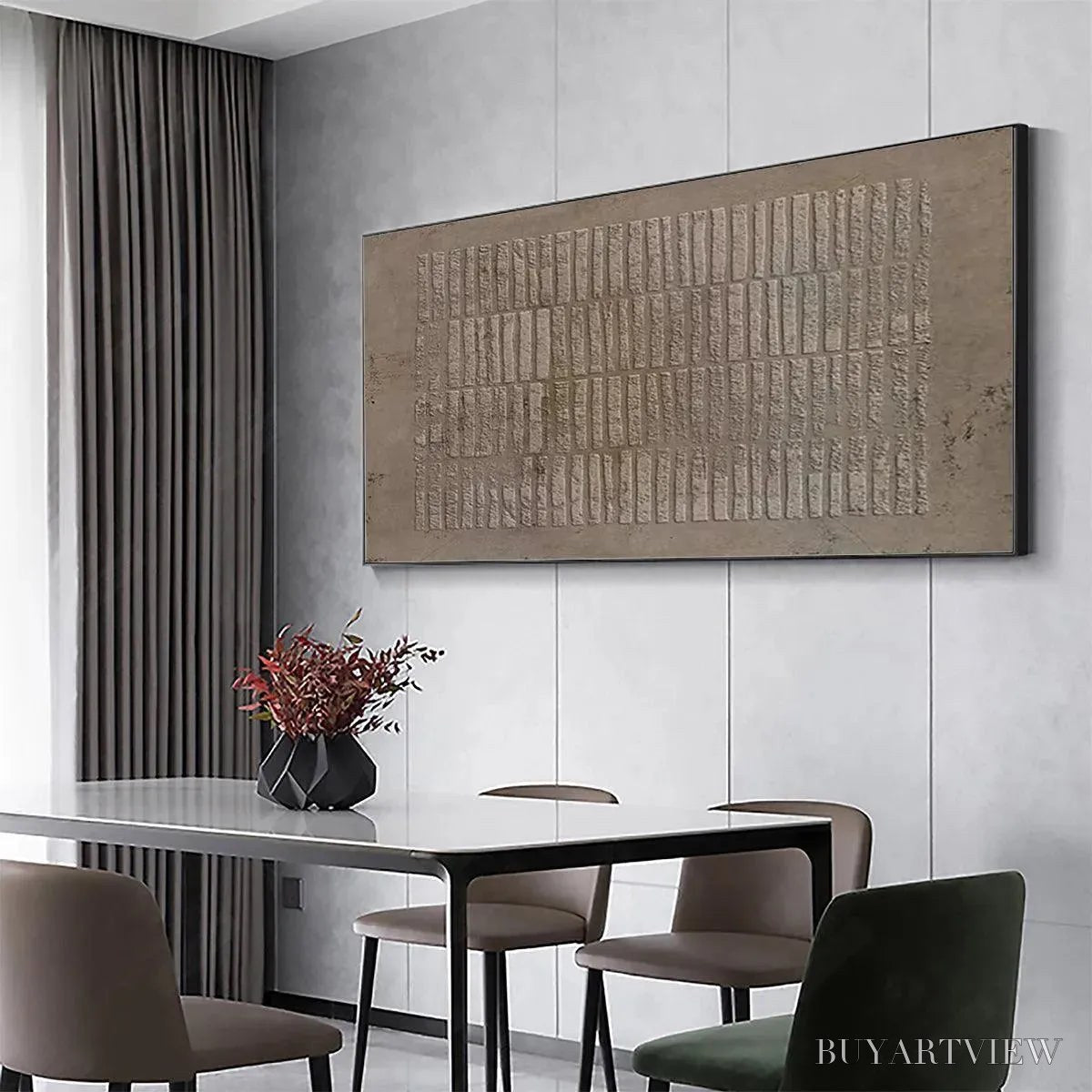 BUYARTVIEW Textured Rectangle Array – Minimalist Textured Painting in Brown - image 4