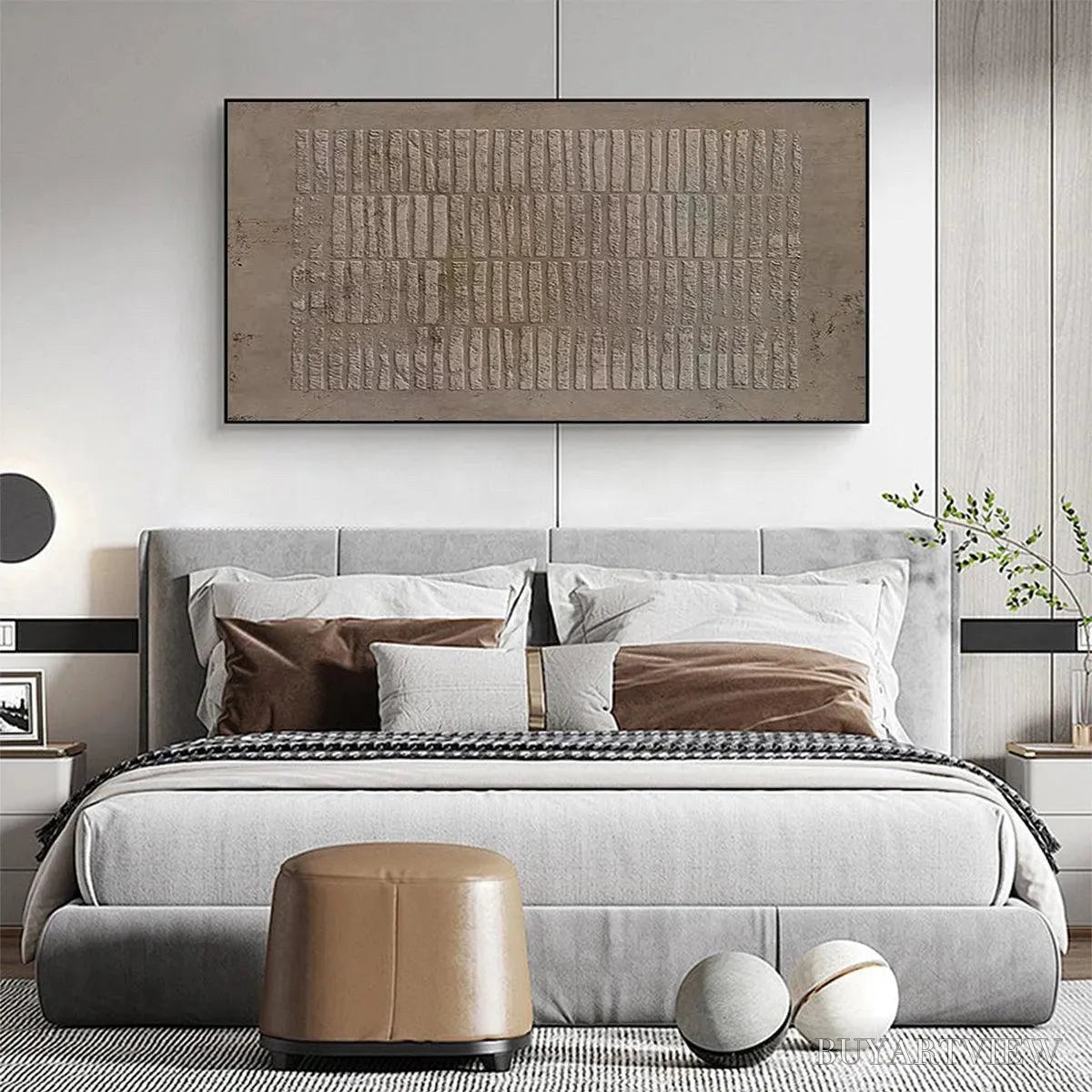 BUYARTVIEW Textured Rectangle Array – Minimalist Textured Painting in Brown - image 5