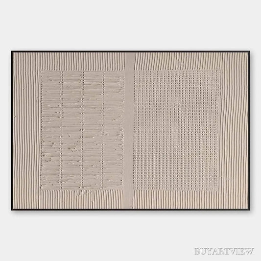 BUYARTVIEW Beige Texture Diptych – Textured Abstract Painting in Beige - image 1
