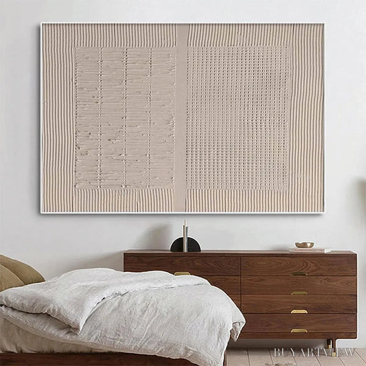 BUYARTVIEW Beige Texture Diptych – Textured Abstract Painting in Beige - image 2
