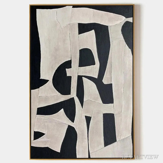 BUYARTVIEW Black and White Abstract – Minimalist Abstract Painting - image 1