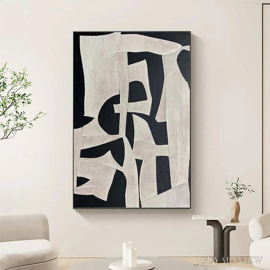 BUYARTVIEW Black and White Abstract – Minimalist Abstract Painting - image 2