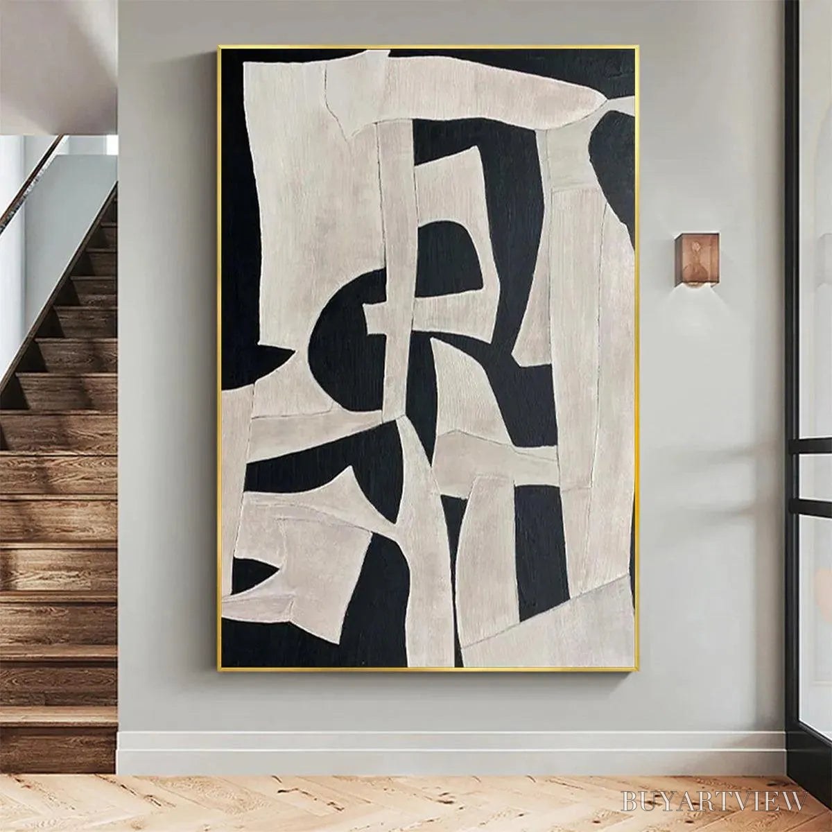 BUYARTVIEW Black and White Abstract – Minimalist Abstract Painting - image 5