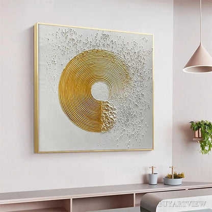 BUYARTVIEW Golden Harmony – Textured Gold and White Abstract Painting, Square - image 5