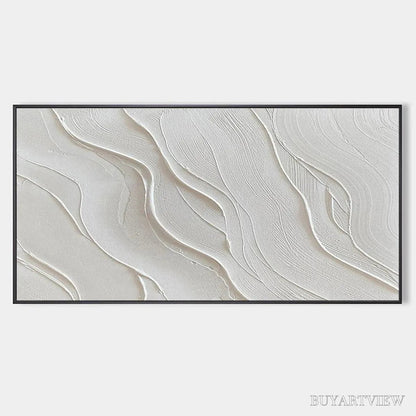 BUYARTVIEW Serene Ripples – Abstract Minimalist Textured White Painting - image 1