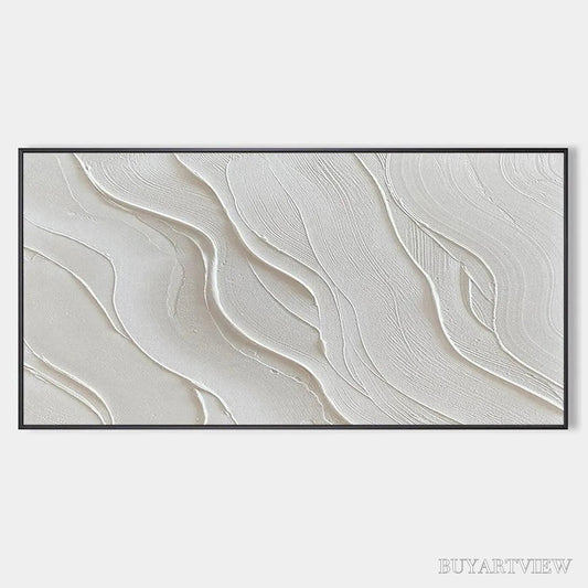 BUYARTVIEW Serene Ripples – Abstract Minimalist Textured White Painting - image 1