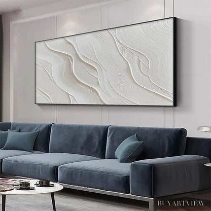 BUYARTVIEW Serene Ripples – Abstract Minimalist Textured White Painting - image 2