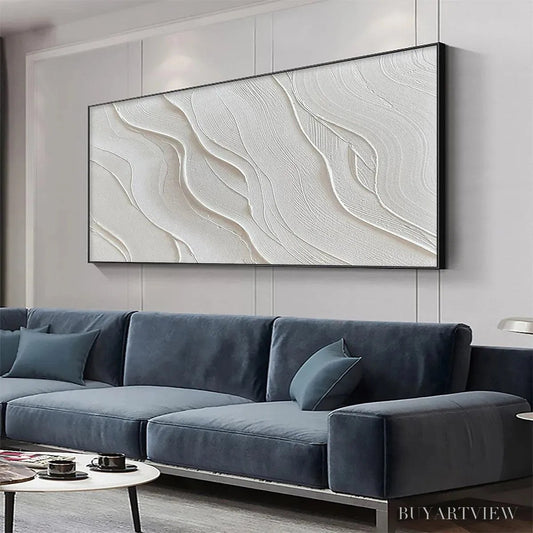 BUYARTVIEW Serene Ripples – Abstract Minimalist Textured White Painting - image 2
