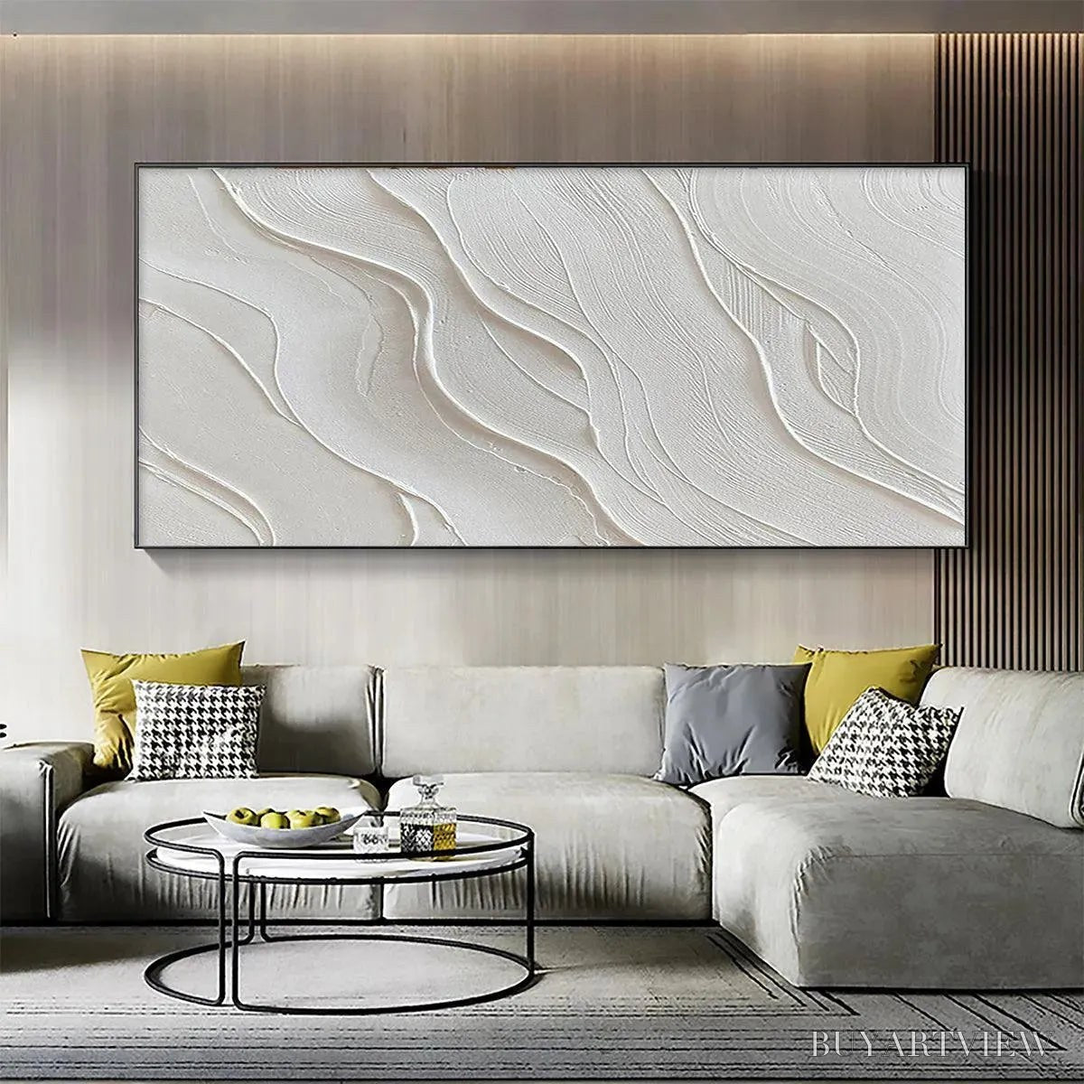 BUYARTVIEW Serene Ripples – Abstract Minimalist Textured White Painting - image 4