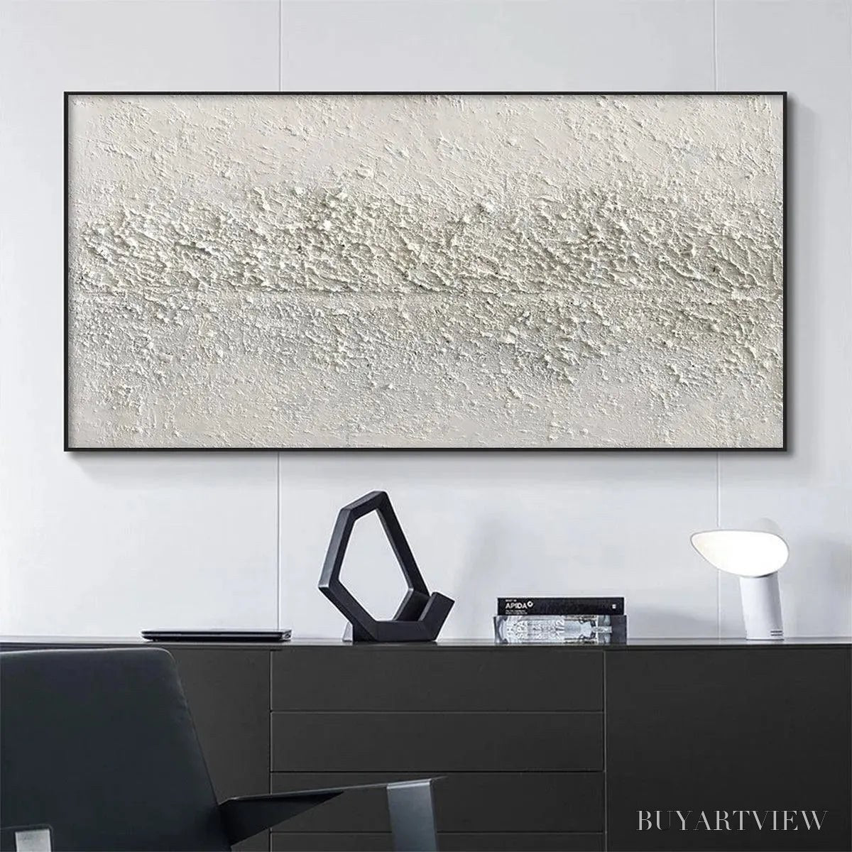 BUYARTVIEW Textured Whispers – Textured Minimalist Abstract Painting in White - image 2