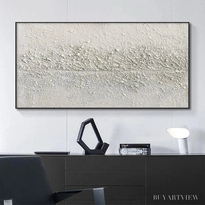 BUYARTVIEW Textured Whispers – Textured Minimalist Abstract Painting in White - image 2