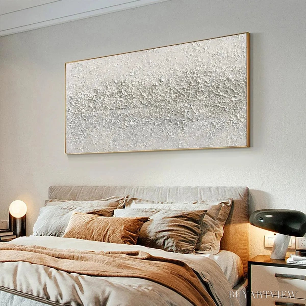 BUYARTVIEW Textured Whispers – Textured Minimalist Abstract Painting in White - image 4