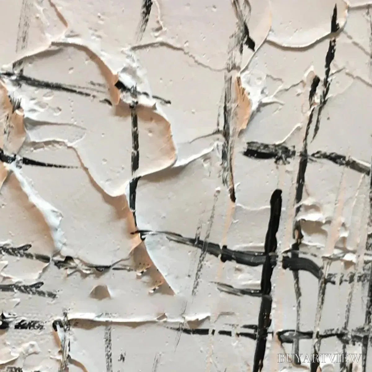 BUYARTVIEW Woven Lines – Textured Minimalist Abstract Painting in Black and White - image 3