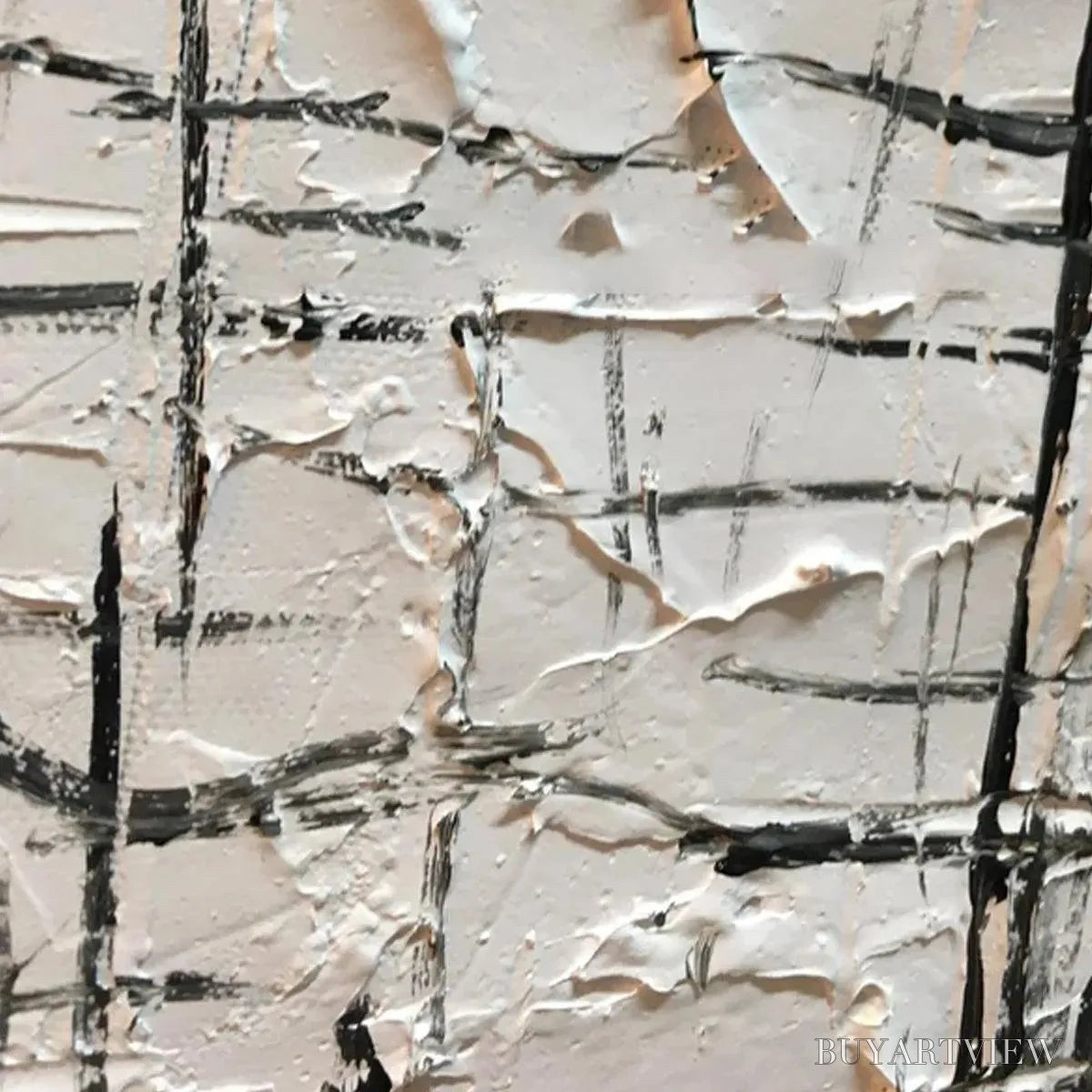 BUYARTVIEW Woven Lines – Textured Minimalist Abstract Painting in Black and White - image 5