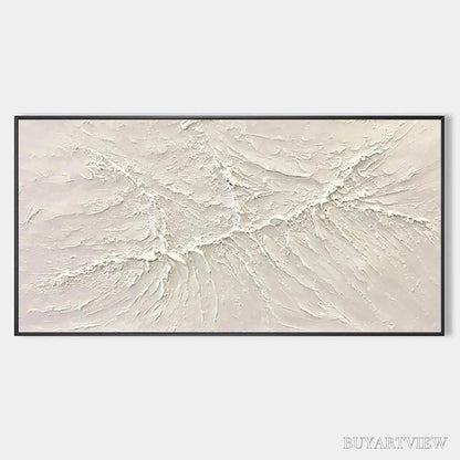 BUYARTVIEW White Sands – Textured Minimalist Abstract Painting in White - image 1