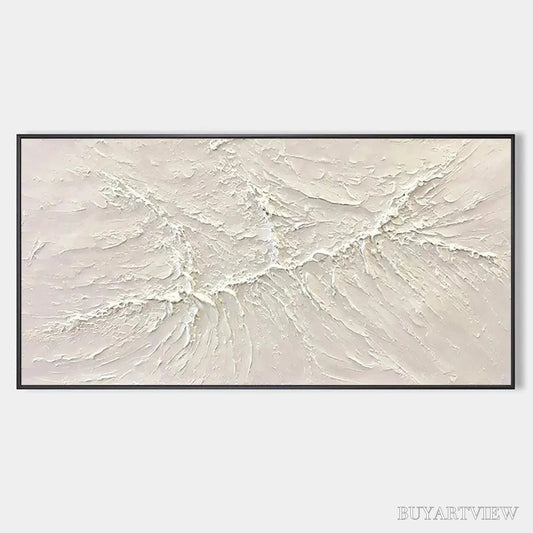BUYARTVIEW White Sands – Textured Minimalist Abstract Painting in White - image 1