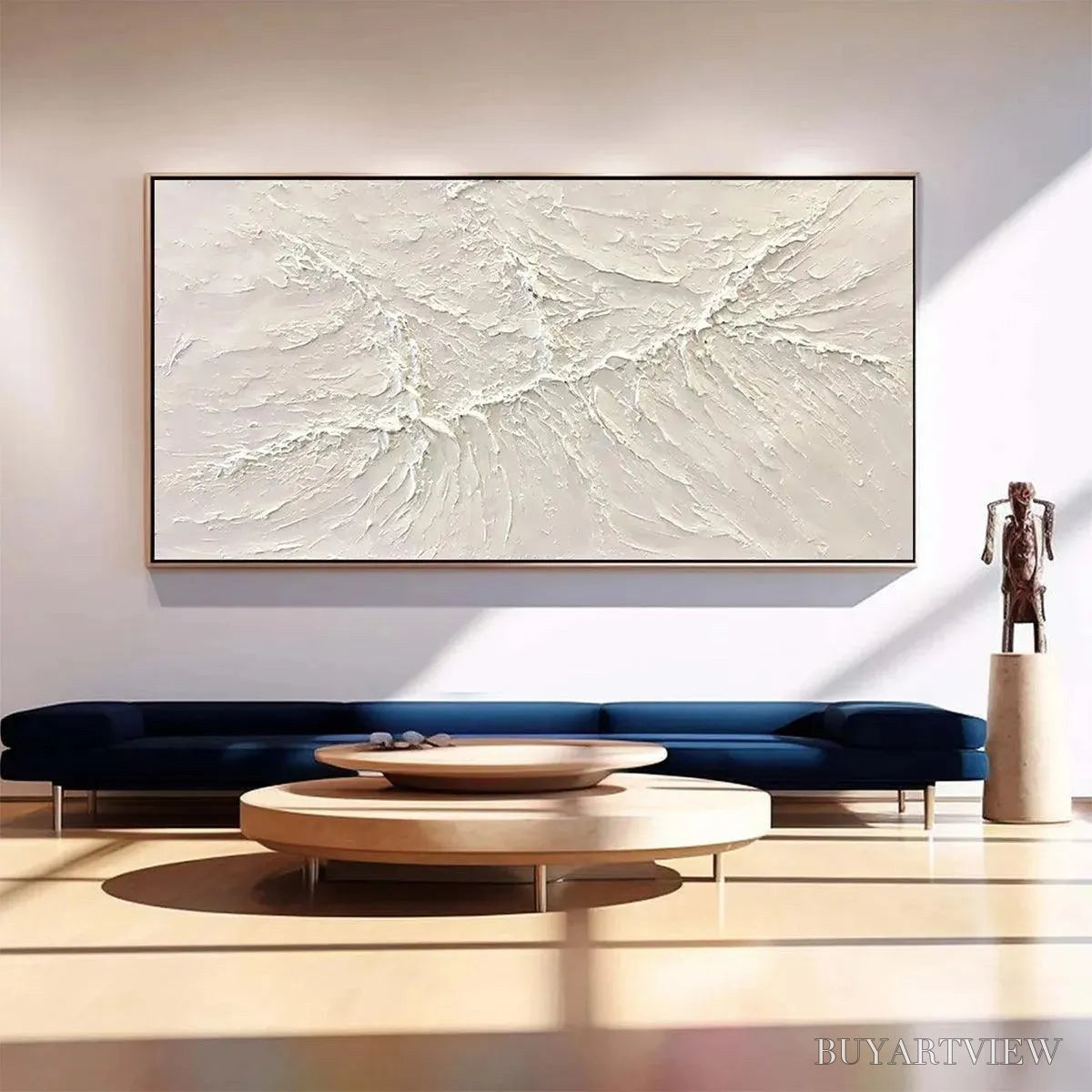 BUYARTVIEW White Sands – Textured Minimalist Abstract Painting in White - image 4