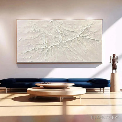 BUYARTVIEW White Sands – Textured Minimalist Abstract Painting in White - image 4
