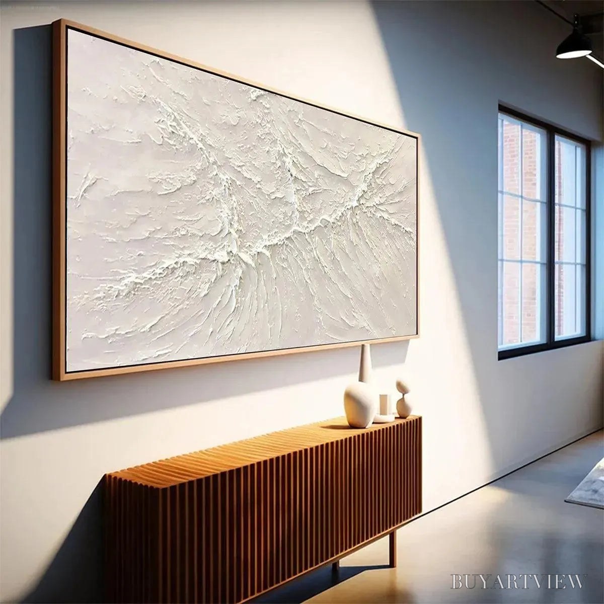 BUYARTVIEW White Sands – Textured Minimalist Abstract Painting in White - image 6