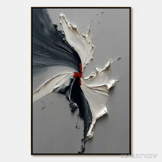 BUYARTVIEW Catalyst – Grey & Black Textured Abstract Impasto Oil Painting - image 1