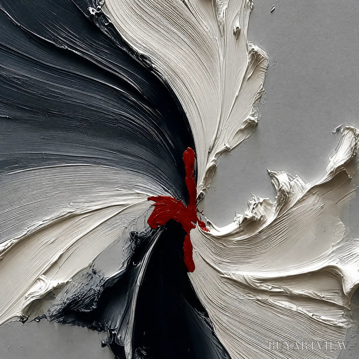 BUYARTVIEW Catalyst – Grey & Black Textured Abstract Impasto Oil Painting - image 3