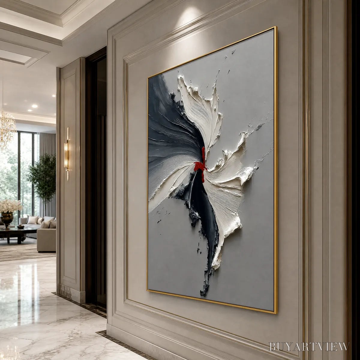 BUYARTVIEW Catalyst – Grey & Black Textured Abstract Impasto Oil Painting - image 5