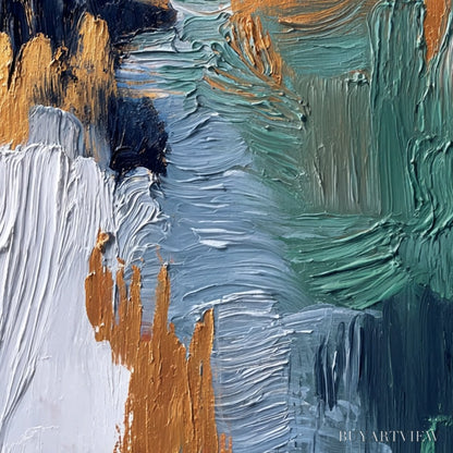 BUYARTVIEW Ethereal Cascade – Textured Vertical Abstract Art with Gold Accents - image 5